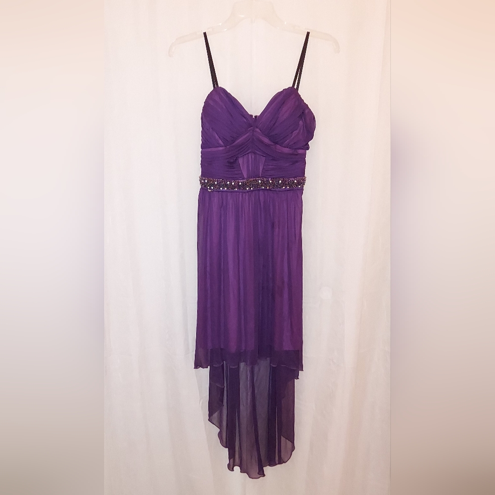 City Studio Purple Strappy High Low Dress sz 9 pre-owned